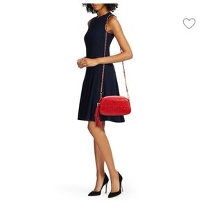 VALENTINO Bella Embossed Lipstick Red Handbag with Gold Hadware